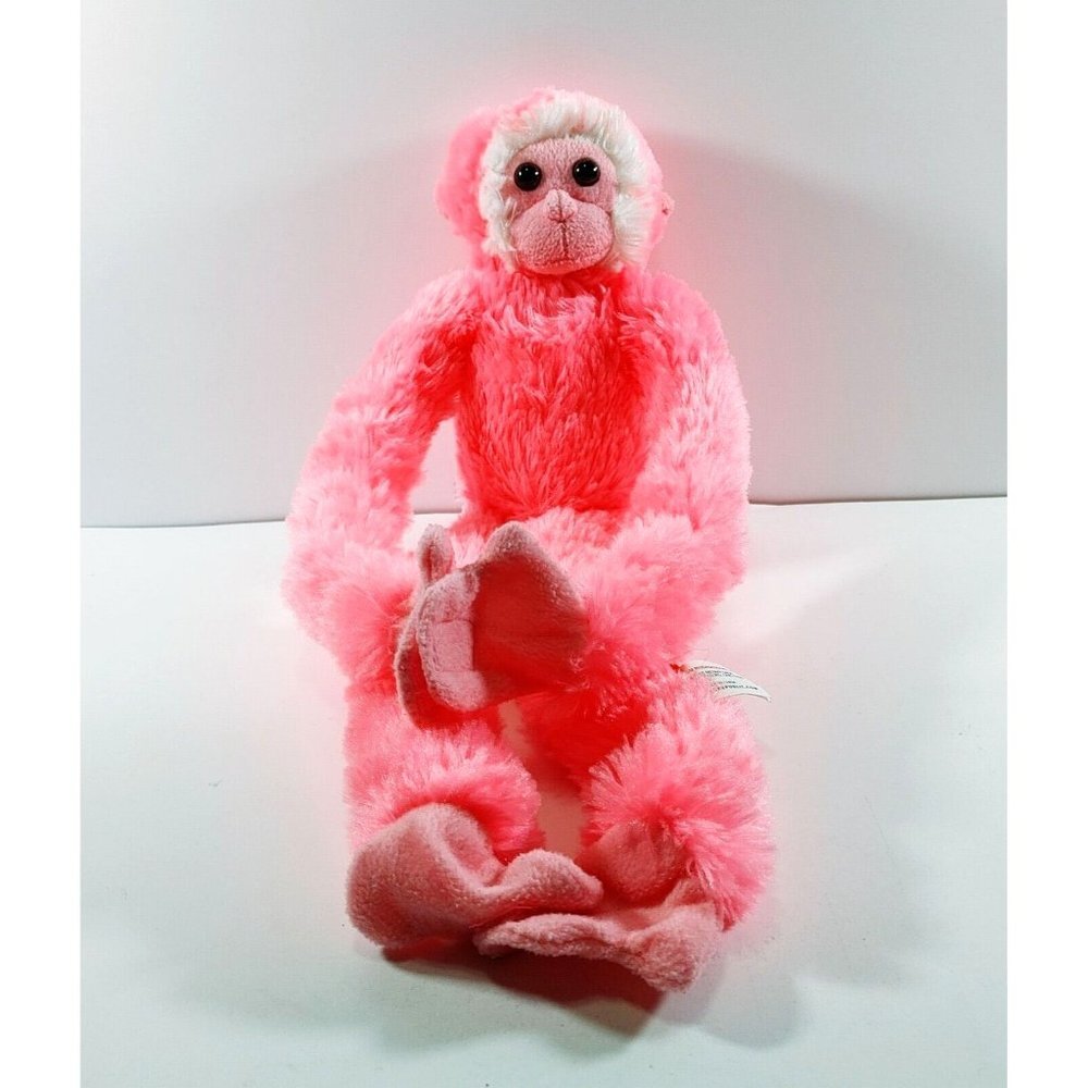 Wild Republic Hanging Monkey Plush 18" Stuffed Animal Neon Pink